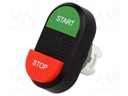 Switch: double; Stabl.pos: 1; 22mm; green/red; Illumin: none; IP66