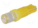 LED lamp; yellow; T5; Urated: 12VDC; 1lm; No.of diodes: 1; 0.24W