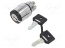 Switch Actuator, XB4 Series 22mm Non-Illuminated Key Switches, IP69, NEMA 4X, NEMA 13