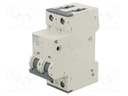 Circuit Breaker, MCB, 5SY5, 2P, 10 kA, 400 VAC/440 VDC, 2 A