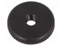 Knob; Dia: 16mm; M4; H: 4mm; steel; black; Features: knurled; DIN: 467