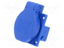 Connector: AC supply; socket; Layout: 2P+PE; blue; 250VAC; 16A