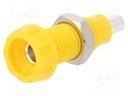 Socket; 4mm banana; 10A; 250VAC; 28.5mm; yellow; nickel plated