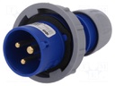Connector: AC supply; plug; male; 16A; 230VAC; IEC 60309; IP67