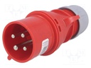 Connector: AC supply 3-phase; plug; male; 32A; 400VAC; IEC 60309