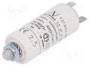 Capacitor: motors, run; 2.5uF; 420VAC; Ø25x56.5mm; -25÷85°C; ±5%