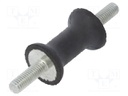 Vibration damper; M6; Ø: 20mm; rubber; L: 30mm; Thread len: 18mm