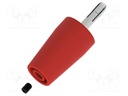 Plug; 4mm banana; red; non-insulated; 43mm; nickel plated