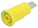 Socket; 4mm banana; 32A; 1kV; Cutout: Ø12.2mm; yellow-green; brass