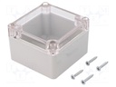 Enclosure: multipurpose; X: 80mm; Y: 82mm; Z: 55mm; ABS; grey; gasket