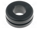 Grommet; Ømount.hole: 11mm; Øhole: 8mm; PVC; black; -30÷60°C; D: 7mm