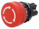 Switch: emergency stop; Stabl.pos: 2; NC + NO; 16mm; red; none; IP65