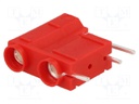 Socket; 4mm banana; 10A; 250VDC; red; silver plated; PCB; 29.7mm