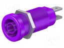 Socket; 4mm banana; 37mm; violet; nickel plated; on panel,screw