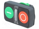 Switch: double; Stabl.pos: 1; 22mm; green/red; IP66; Pos: 2; Ø22mm