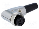 Plug; microphone; female; PIN: 5; for cable; angled 90°; 6mm