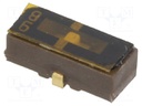 Switch: slide; Pos: 3; SPDT; 0.1A/6VDC; ON-OFF-ON; Mounting: SMT