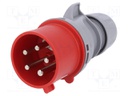 Connector: AC supply 3-phase; plug; male; 32A; 400VAC; IEC 60309