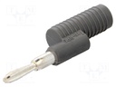 Plug; 4mm banana; grey; non-insulated