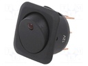 ROCKER; SPST; Pos: 2; OFF-ON; 25A/12VDC; black; LED; Rcont max: 50mΩ