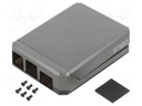 Enclosure: for computer; Raspberry Pi 4 B; aluminium; grey