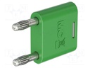 4mm banana; 32A; 30VAC; 60VDC; green; nickel plated; insulated