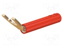 Plug; 6mm fork; 20A; red; 43.2mm; Plating: gold-plated