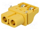 Socket; DC supply; XT60; female; PIN: 2; on PCBs; SMT; Colour: yellow