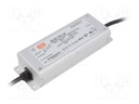 Power supply: switched-mode; LED; 60W; 12VDC; 5A; 180÷295VAC; IP67