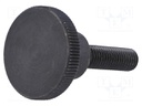 Knob; Dia: 30mm; M8; 30mm; H: 18mm; steel; black; Features: knurled