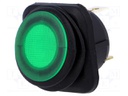 ROCKER; SPST; Pos: 2; OFF-ON; 10A/250VAC; green; IP65; LED; 50mΩ