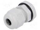 Cable gland; PG9; IP68; Mat: polyamide; grey; UL94V-2; 13.9mm