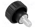 Knob; Dia: 20mm; M6; 10mm; H: 16mm; polyamide; Features: knurled