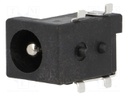 Socket; DC supply; male; 5,5/2,5mm; with on/off switch; on PCBs