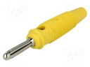 Plug; 4mm banana; 30A; 60VDC; yellow; with 4mm transversal socket