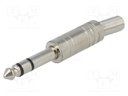Plug; Jack 6,3mm; male; stereo; with strain relief; straight