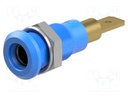 Socket; 4mm banana; 25A; 30VAC; 60VDC; blue; gold-plated; on panel