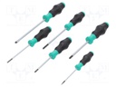 Screwdrivers; Pcs: 6; Bit: Pozidriv®,slot