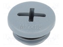 Stopper; polyamide; grey; IP68; Entrelec; Gland: M12; 6mm; Pitch: 1.5