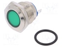 Indicator: LED; flat; 12VDC; 12VAC; Cutout: Ø16mm; brass