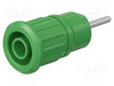 Socket; 4mm banana; 24A; 1kV; L: 35.5mm; green; nickel plated