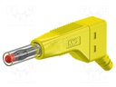 Plug; 4mm banana; 32A; 30VAC; 60VDC; yellow; 2.5mm2; on cable