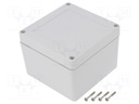 Enclosure: multipurpose; X: 105mm; Y: 105mm; Z: 75mm; ZP; ABS; IP67