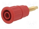 Socket; 4mm banana; 32A; 1kV; red; on panel,push-in