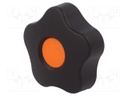 Knob; Dia: 50mm; M8; 20mm; H: 32mm; technopolymer (PP); black