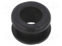 Grommet; Ømount.hole: 12mm; Øhole: 10mm; PVC; black; -30÷60°C