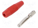 Plug; 4mm banana; 16A; 60VDC; red; Max.wire diam: 1.5mm; 3mΩ; 2.5AWG