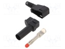 Plug; 4mm banana; 32A; black; angled,insulated; nickel plated