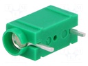 Socket; 4mm banana; 10A; 250VDC; green; silver plated; PCB; 23.3mm