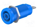 Socket; 4mm banana; 24A; 1kV; blue; nickel plated; on panel